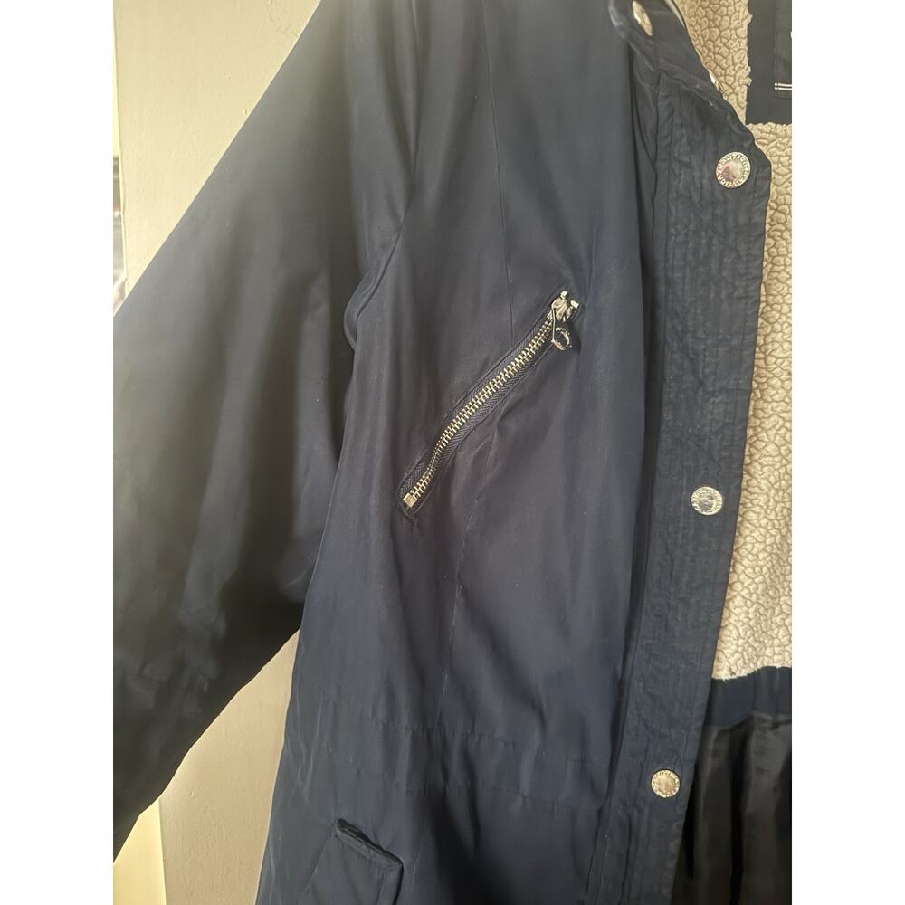 Nautica Microfiber Zip Parka Anorak Jacket with Fleece Trim X Large Navy Unisex - Picture 3 of 10